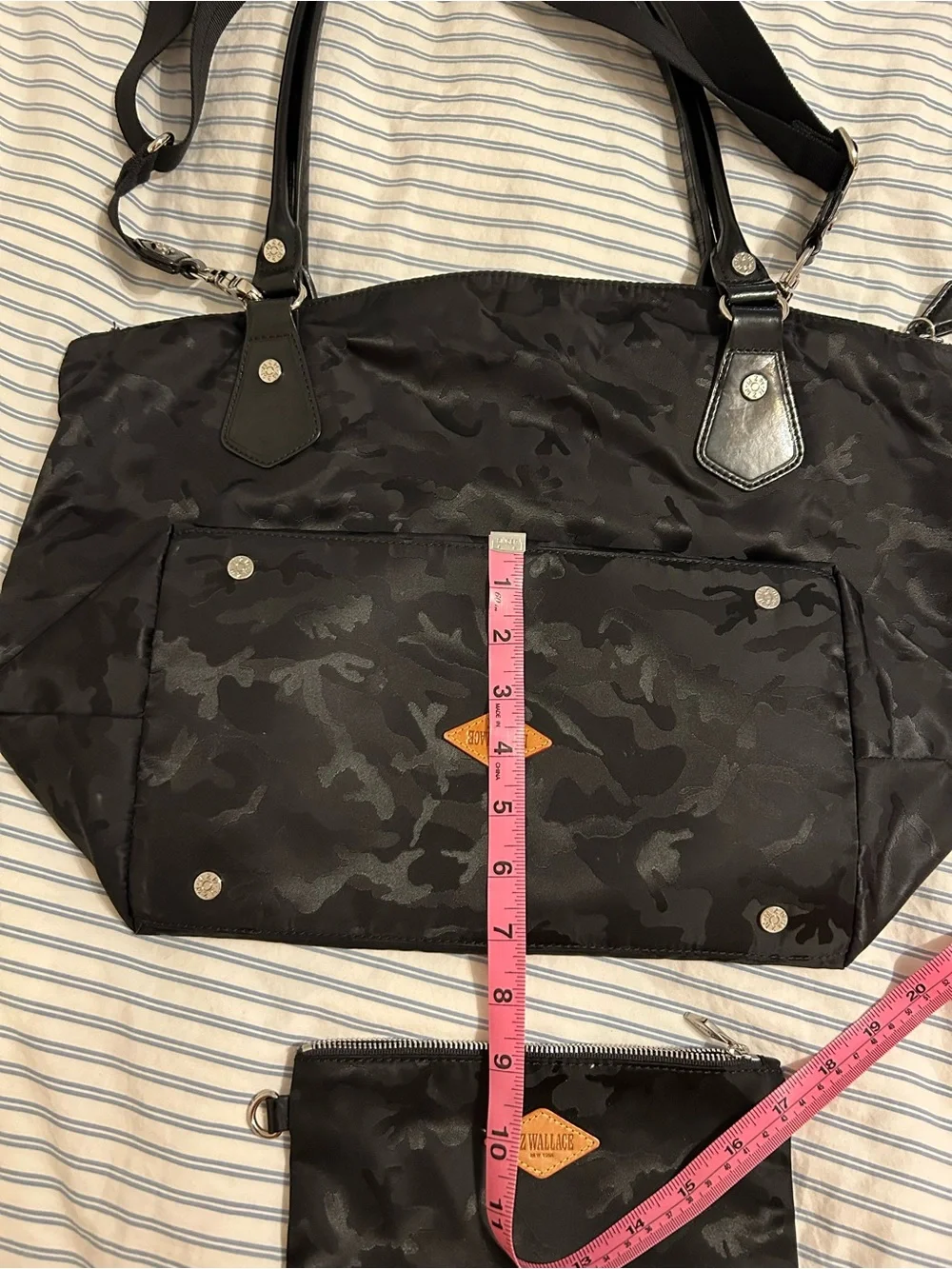 MZ Wallace Black Camouflage Nylon Chelsea Tote- EUC - Picture 3 of 10